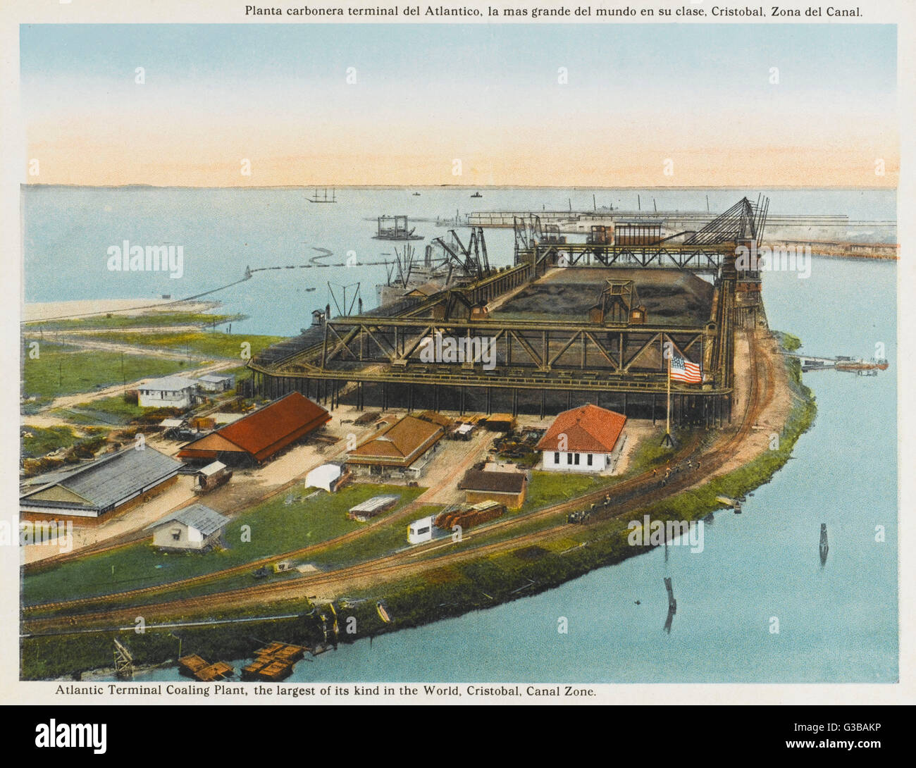 The coaling plant at the Atlantic Terminal, Cristobal. Date circa 1915