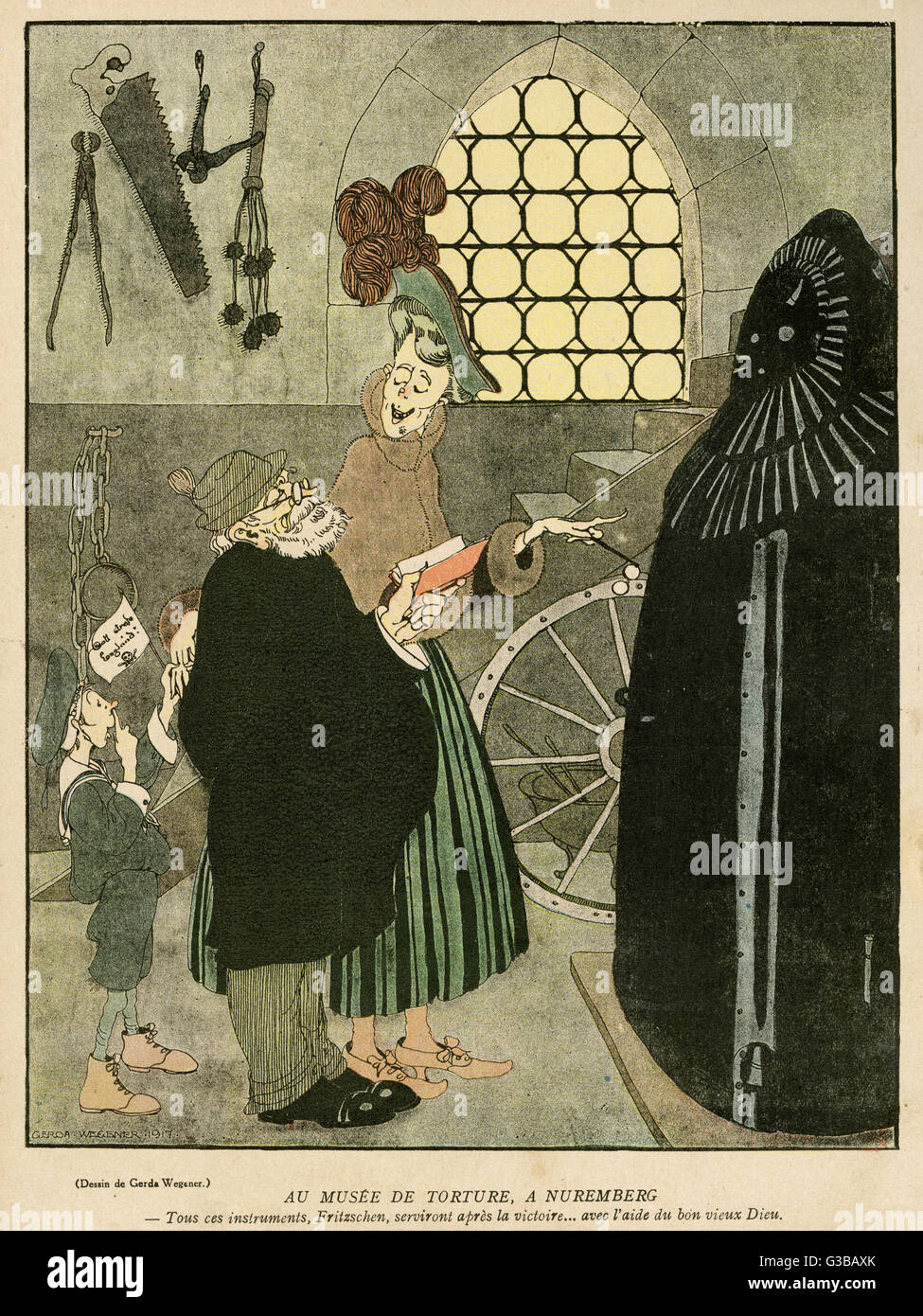 Cartoon, At the Torture Museum in Nuremberg, WW1 Stock Photo