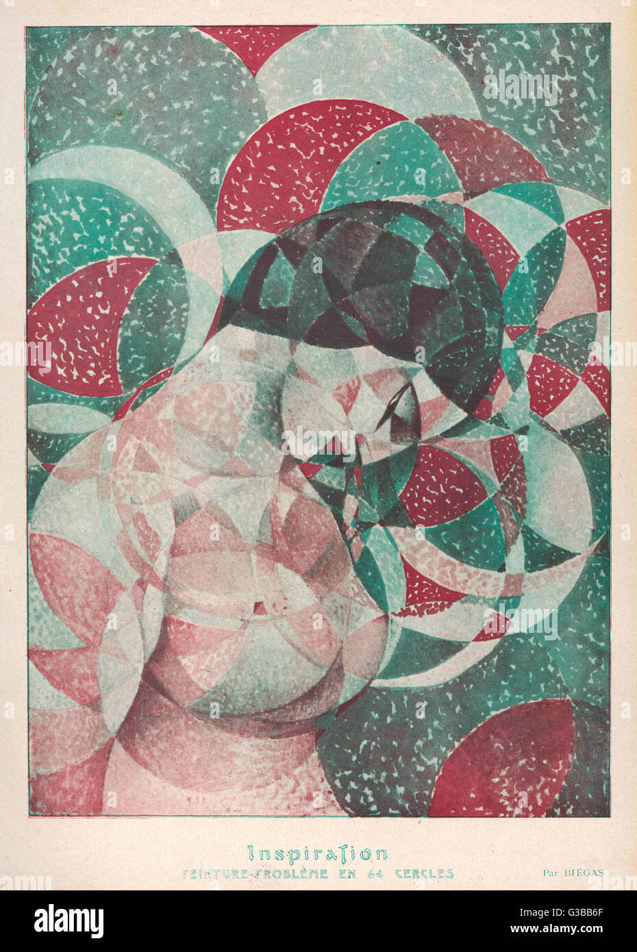 After Cubism, Spherism! Portrait of a woman in 64  circles.       Date: 1919 Stock Photo