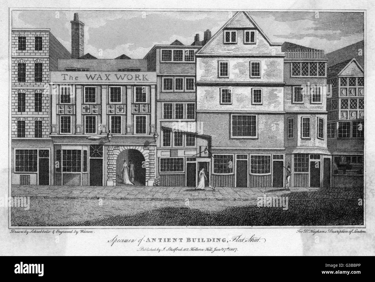 Shop fronts in Fleet Street,  London         Date: 18th century Stock Photo