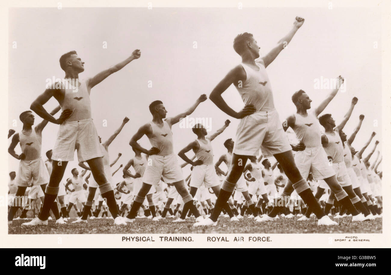 Physical training in the Royal Air Force.         Date: 1930s Stock Photo