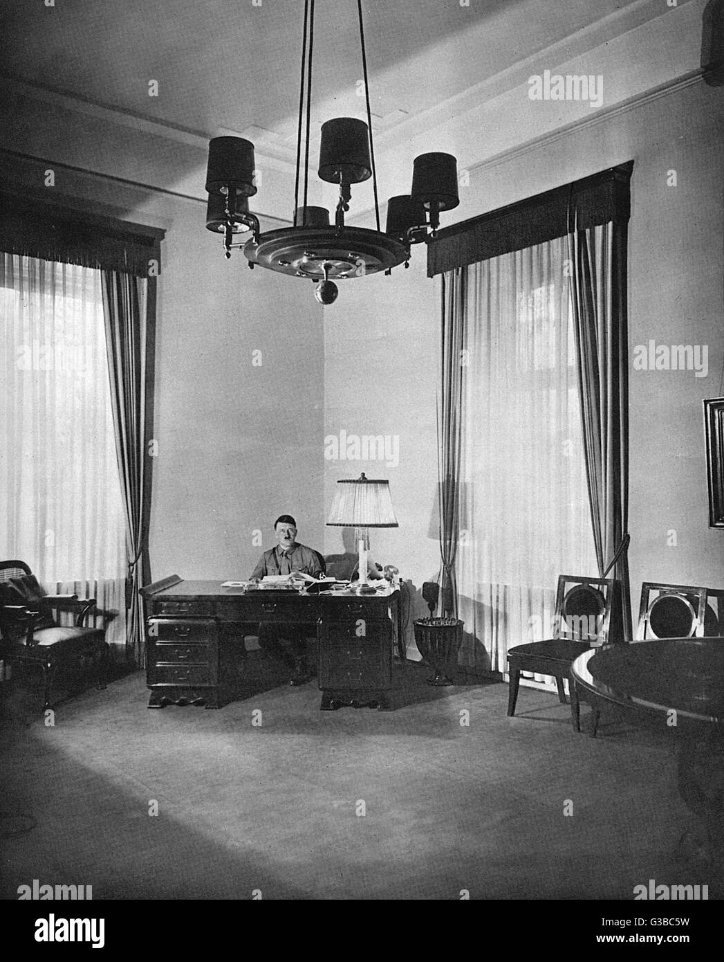 ADOLF HITLER His office at the Braune Haus, Munich Date Stock Photo ...