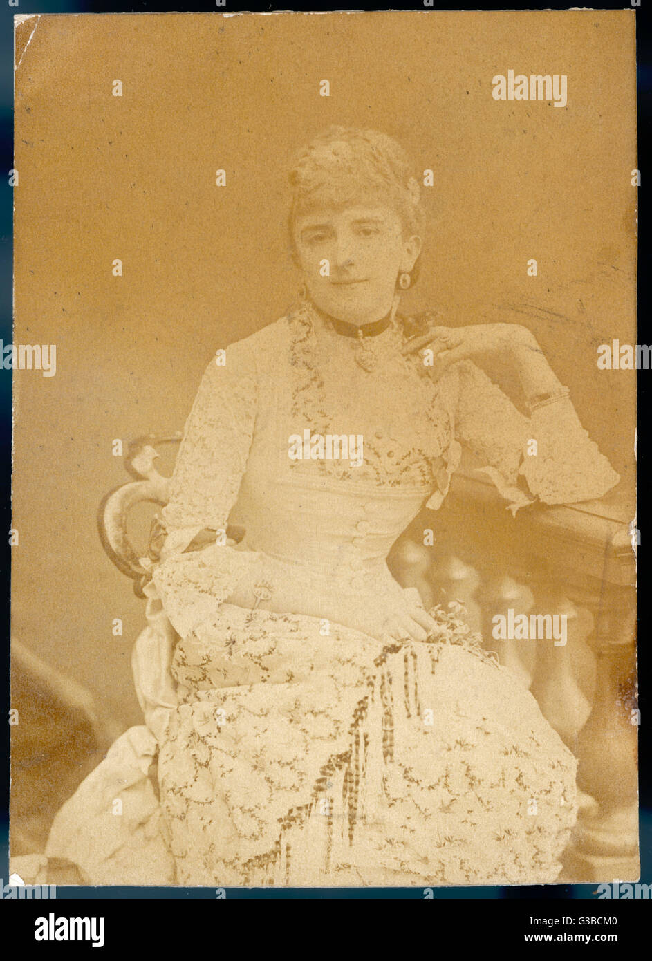 An elegant Victorian woman in a lacy dress: Mrs Wombwell. Date: late ...