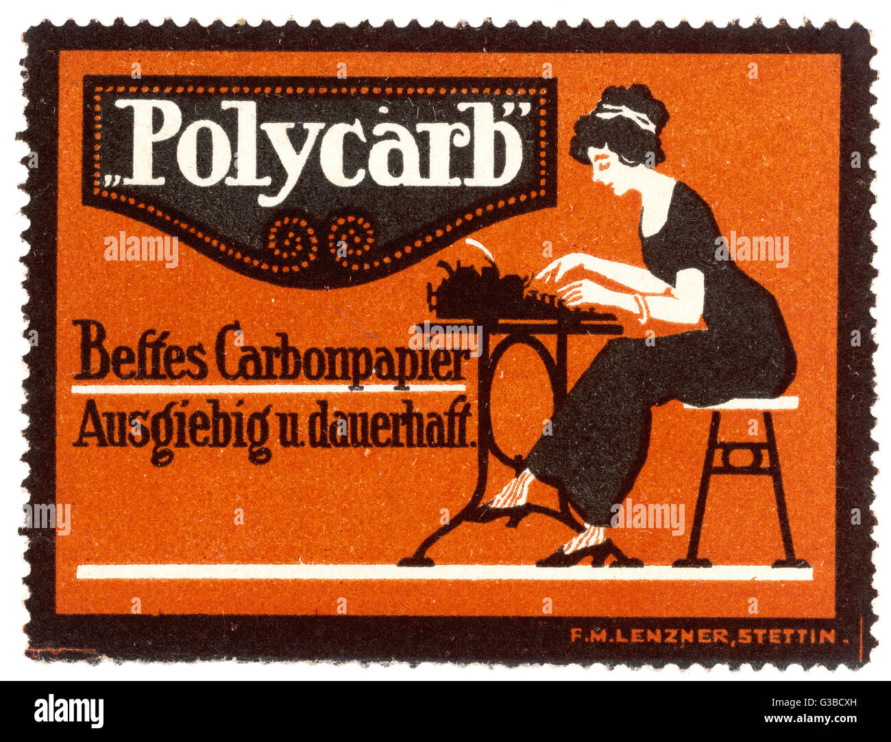 A stenographer uses 'Polycarb' carbon paper. Date early 20th century Stock Photo Alamy