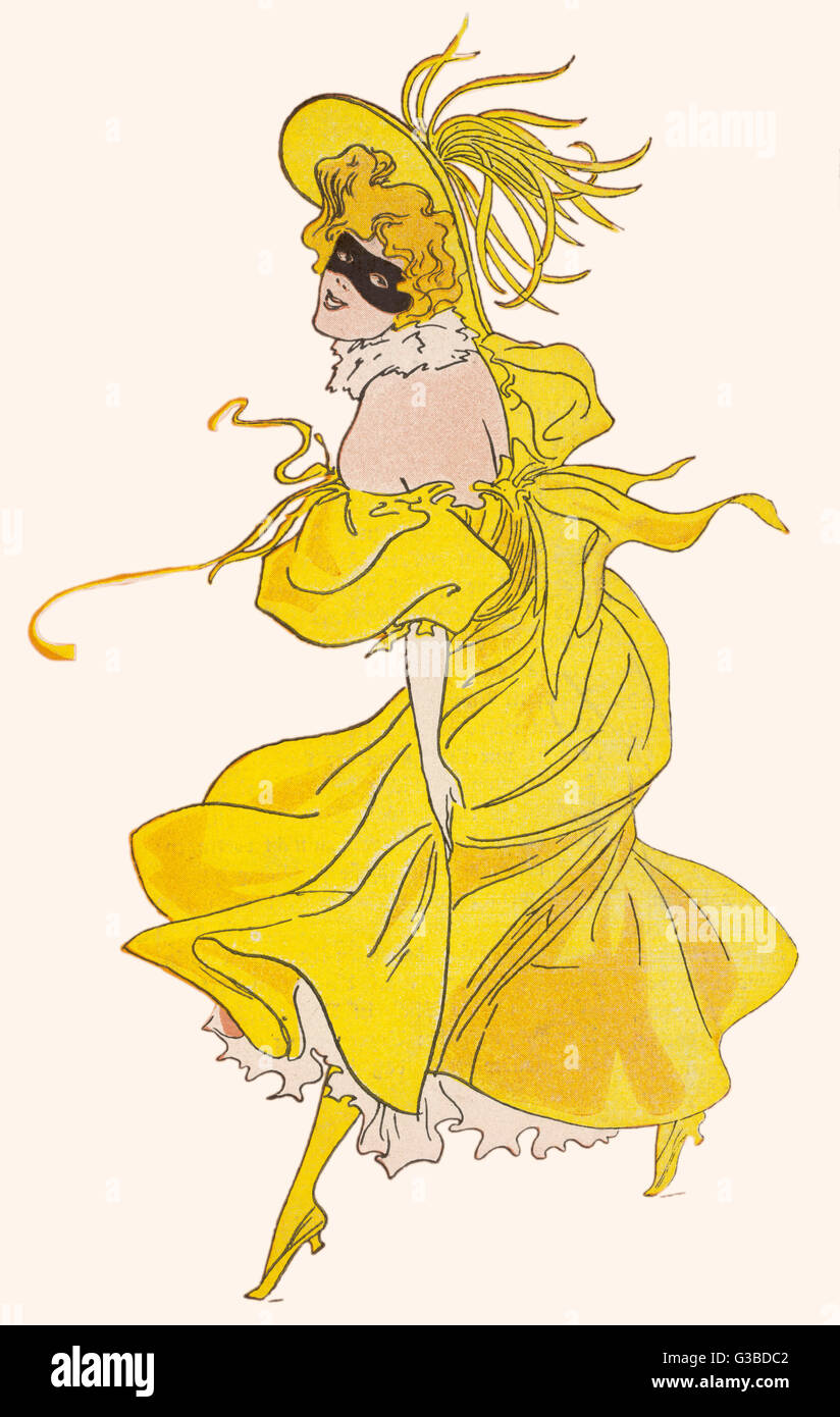 Woman yellow dress hat hi-res stock 