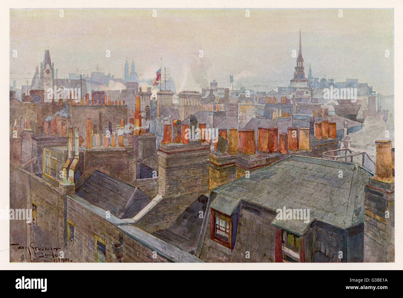 Rooftops and chimney stacks of  London; some aerials are also  visible        Date: 1902 Stock Photo