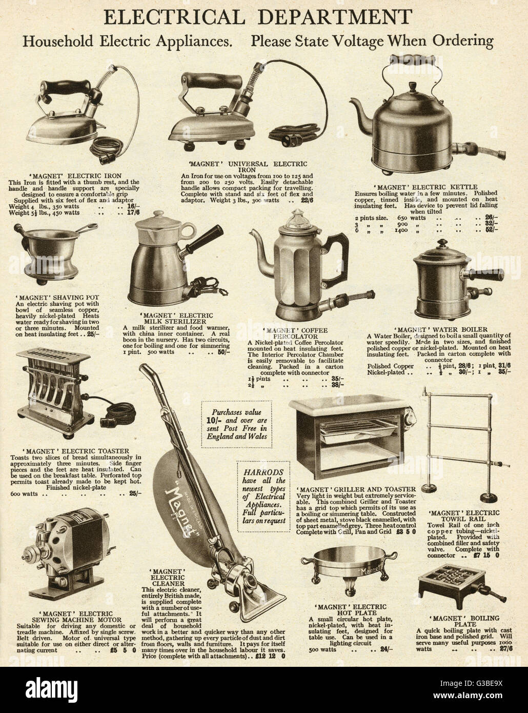 Electrical Magnet appliances 1929 Stock Photo