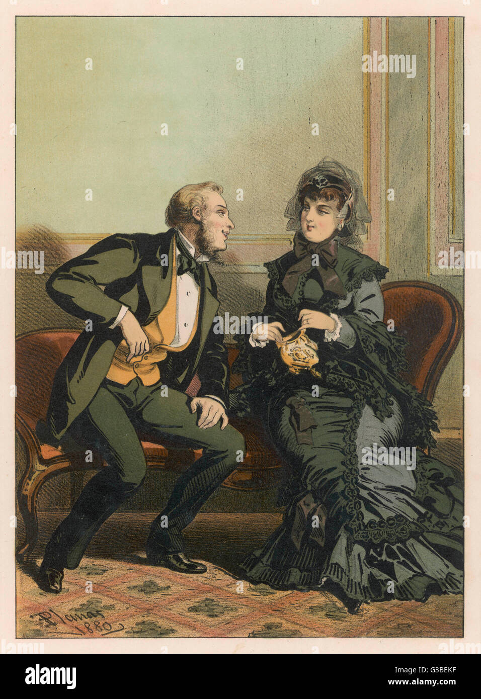 - It's for the victims. - Yours ?        Date: 1879 Stock Photo