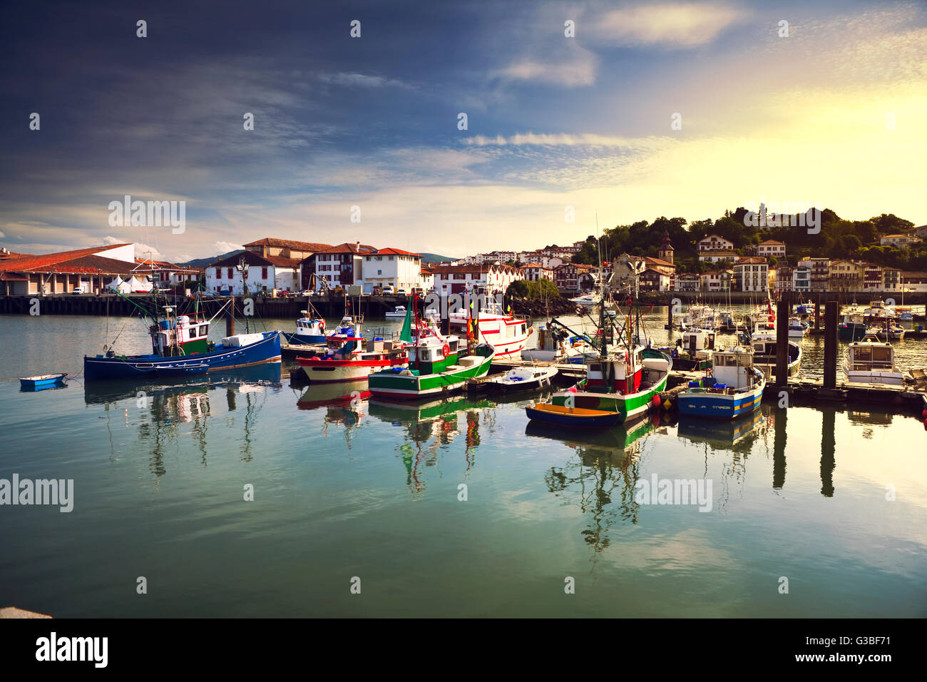 Trawlers in Saint Jean de Luz harbour in Pays Basque, France Stock Photo