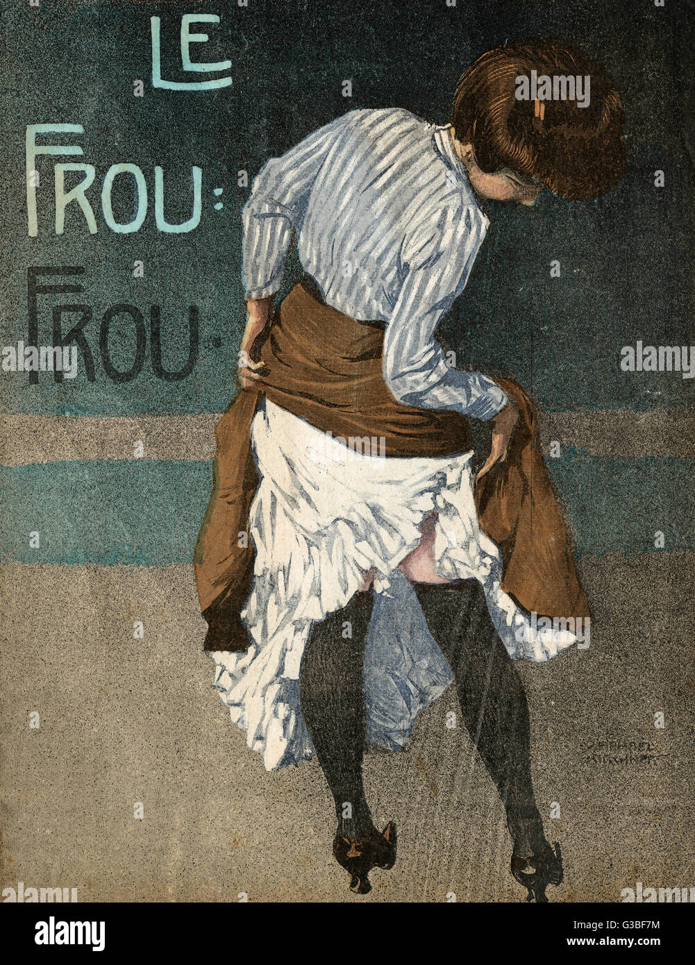 GIRL SHOWS A LEG 1908 Stock Photo