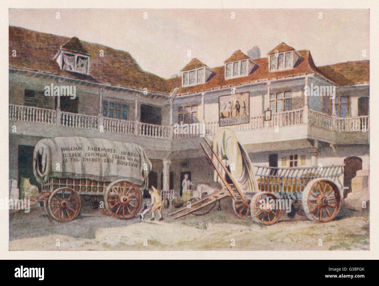 A celebrated inn which was  selected by Chaucer as the  starting point for his  Canterbury pilgrims. It  survived until 1875-6.      Date: 1810 Stock Photo