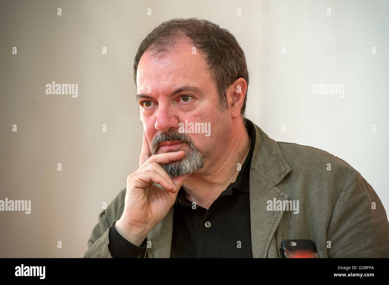 Carlo Lucarelli is an Italian crime-writer, TV presenter Stock Photo