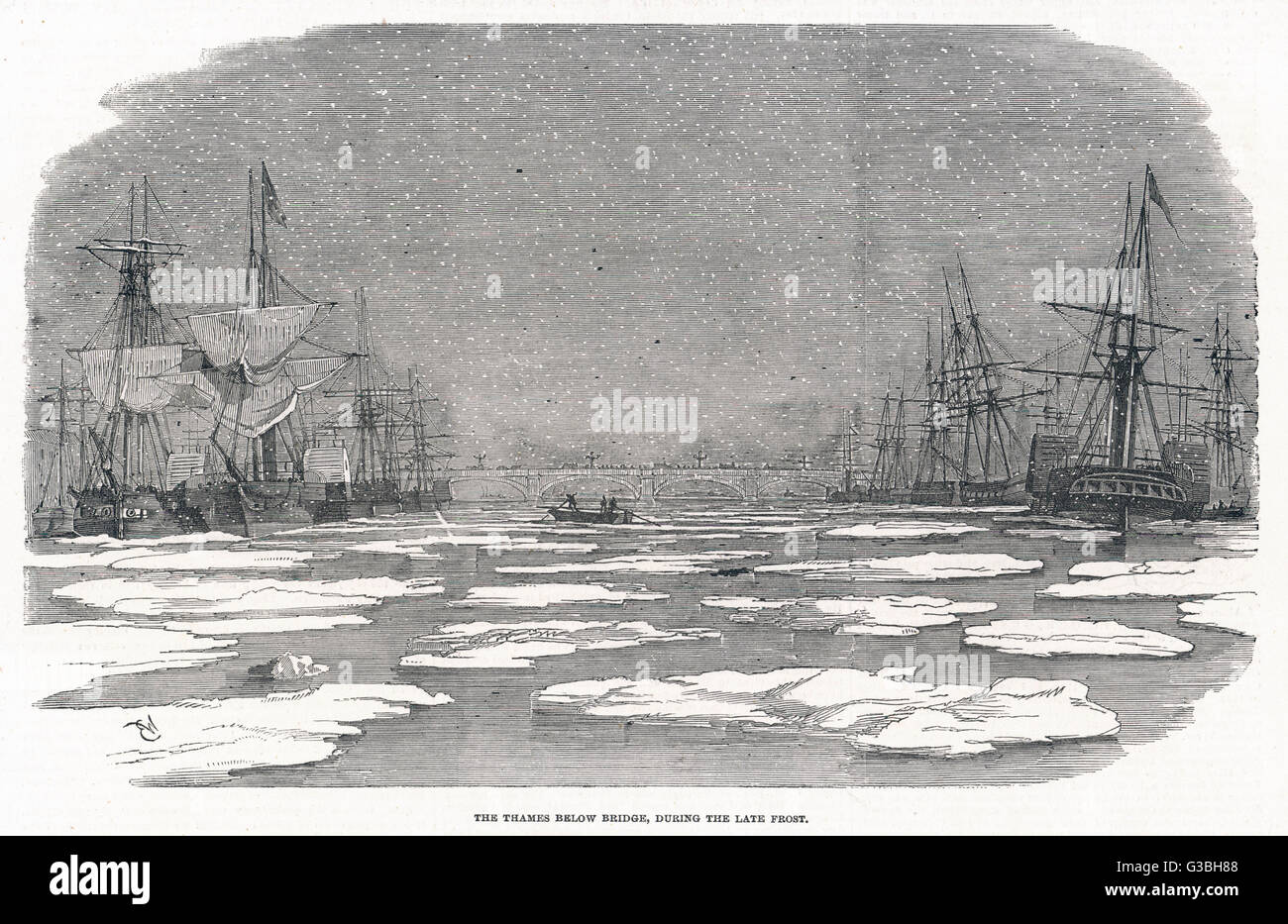 THAMES FROZEN 1854 Stock Photo
