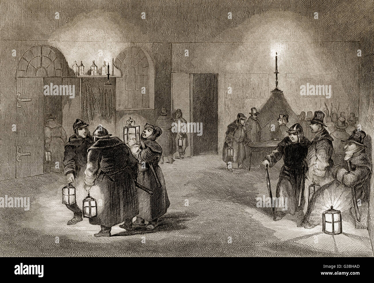London Watchmen, 19th Century Stock Photo