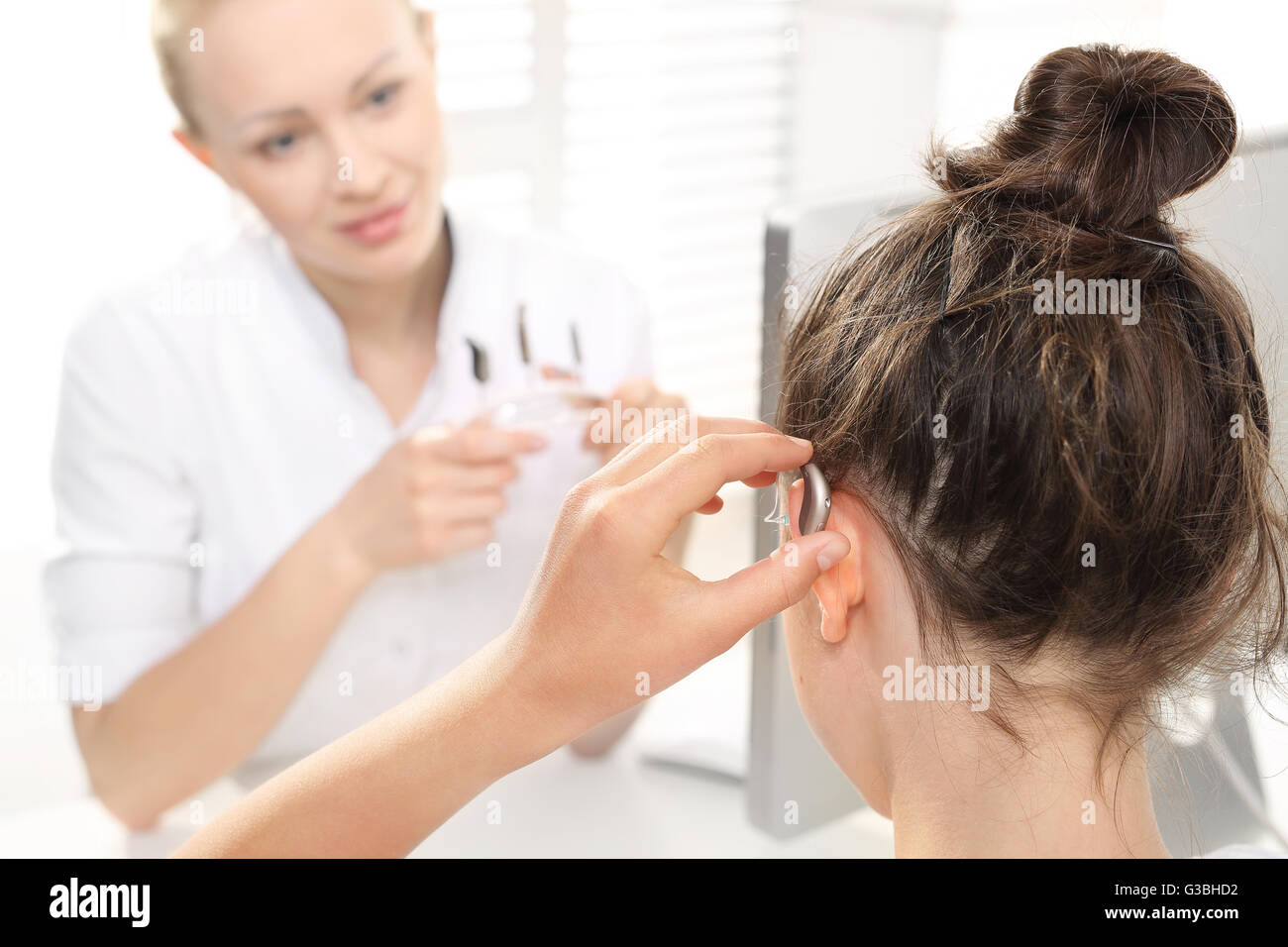 A child at the ENT doctor. Stock Photo