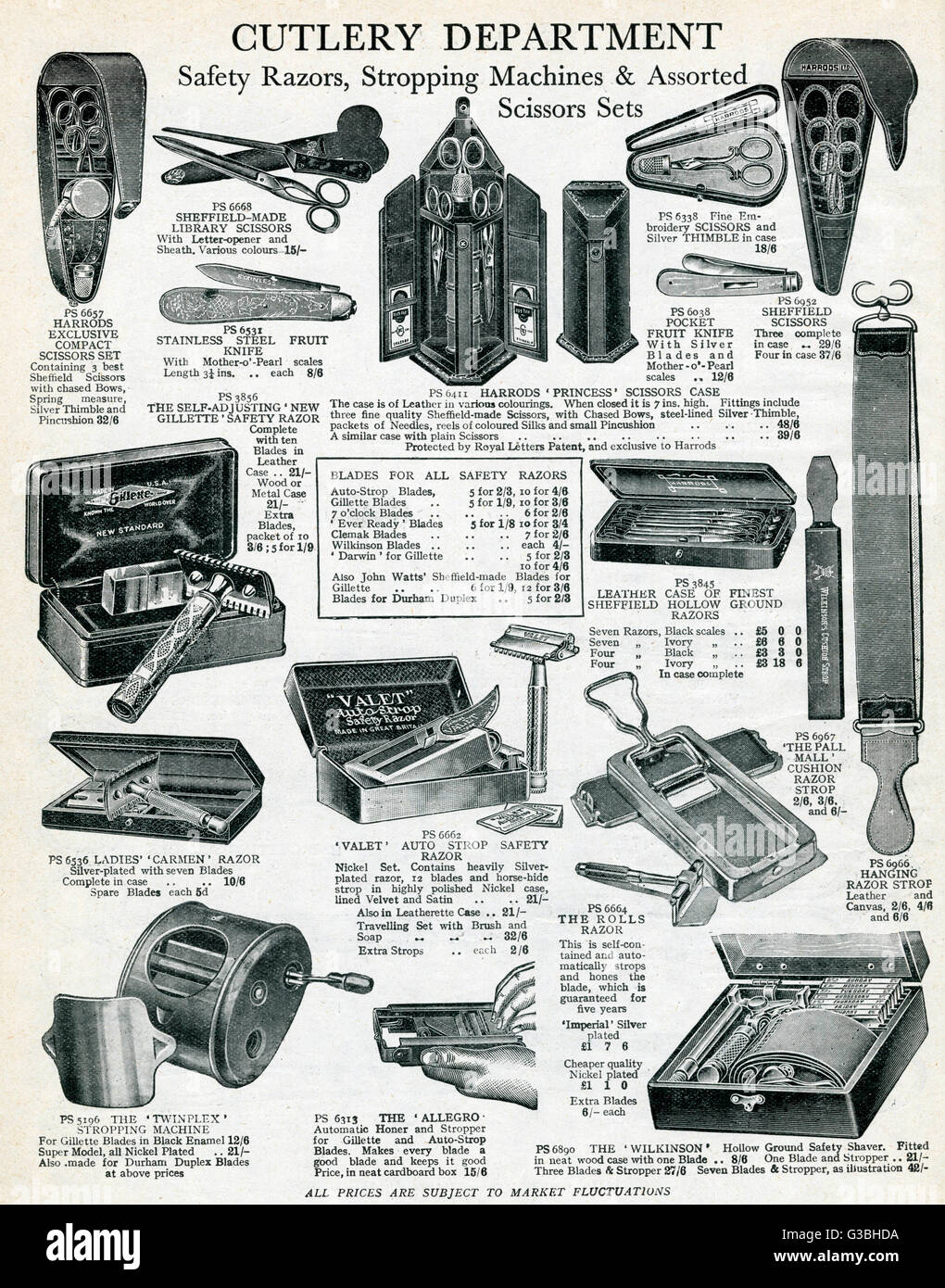 Page from catalogue of Safety razors 1929 Stock Photo