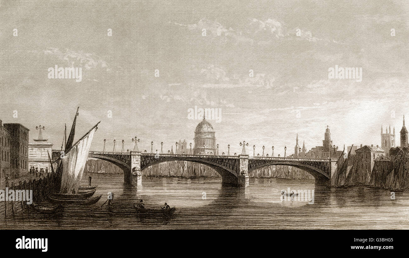 Southwark iron bridge, London, England, 19th century Stock Photo - Alamy