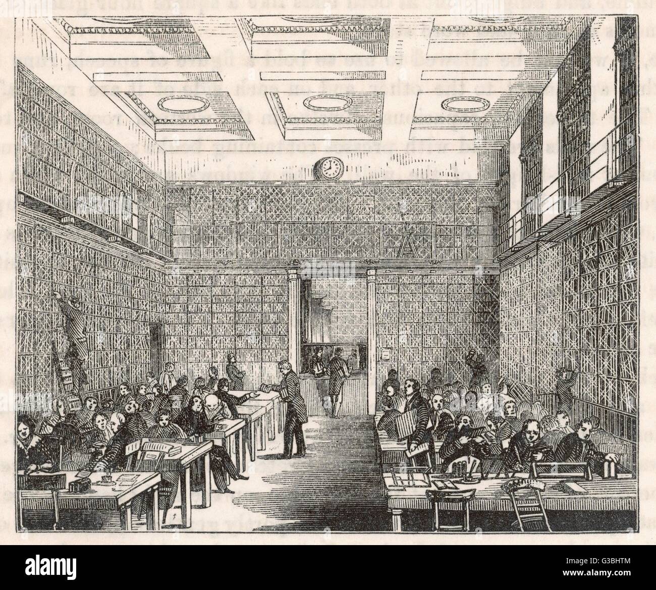 British Museum - old reading-room 1841 Stock Photo