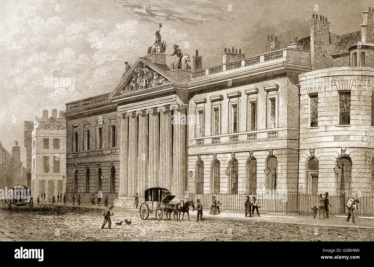 East India House, headquarters of the East India Company, Leadenhall Street, London, England, 19th century Stock Photo
