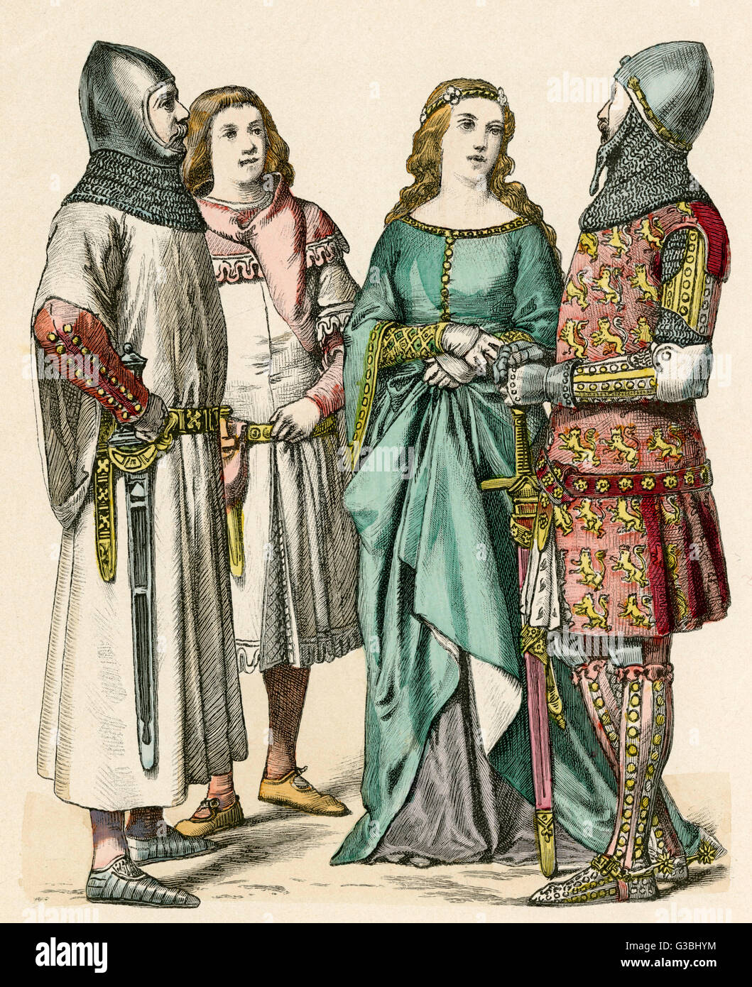Men: gipon, dagged hood, cote- hardie with dagged tippets, girdles ...