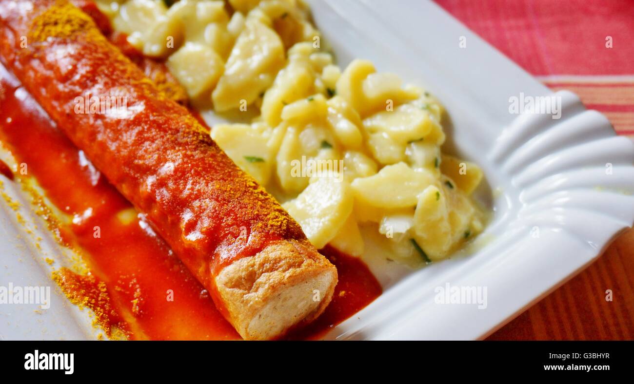 A curry wurst sausage in Berlin Stock Photo
