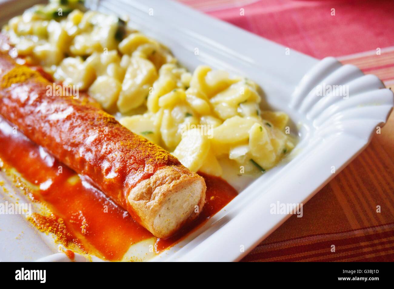 A curry wurst sausage in Berlin Stock Photo