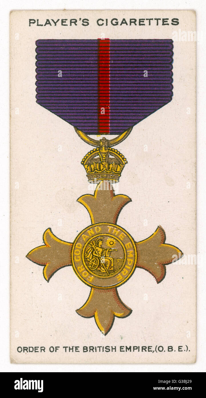 ORDER OF THE BRITISH EMPIRE (OBE)        Date: 1927 Stock Photo