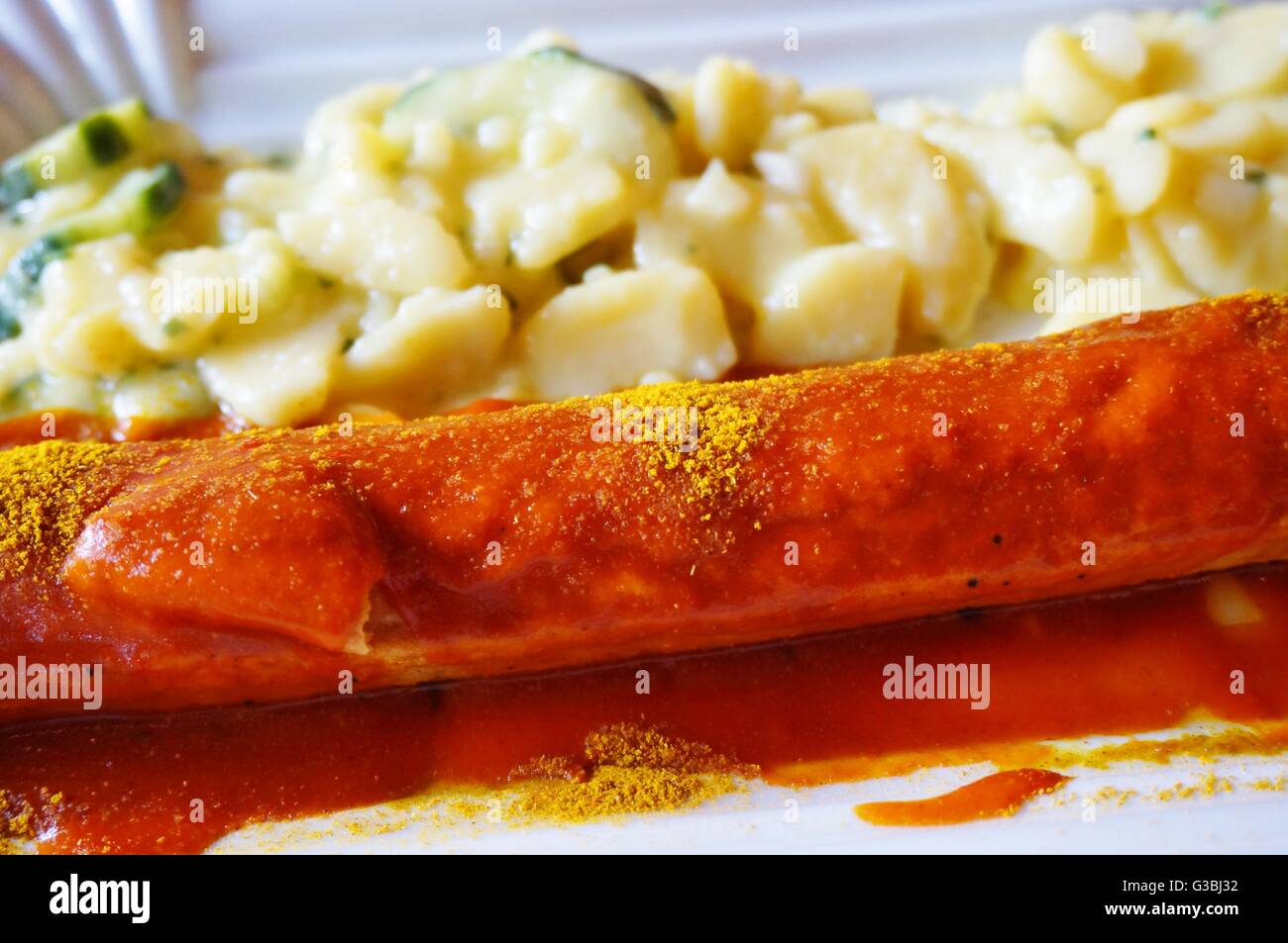 A curry wurst sausage in Berlin Stock Photo