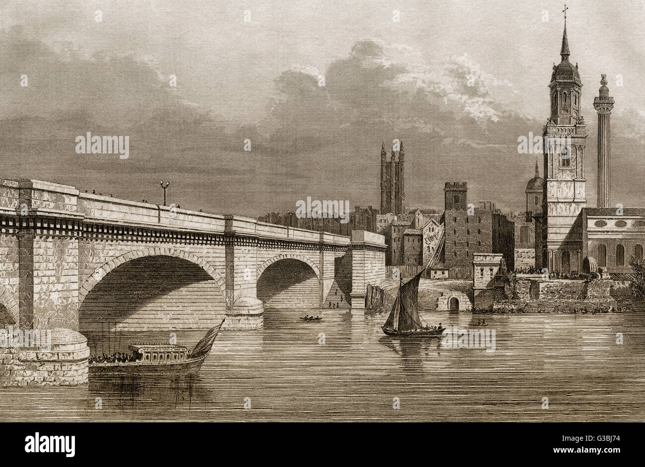 Kingston Bridge, London, England, 19th century Stock Photo - Alamy
