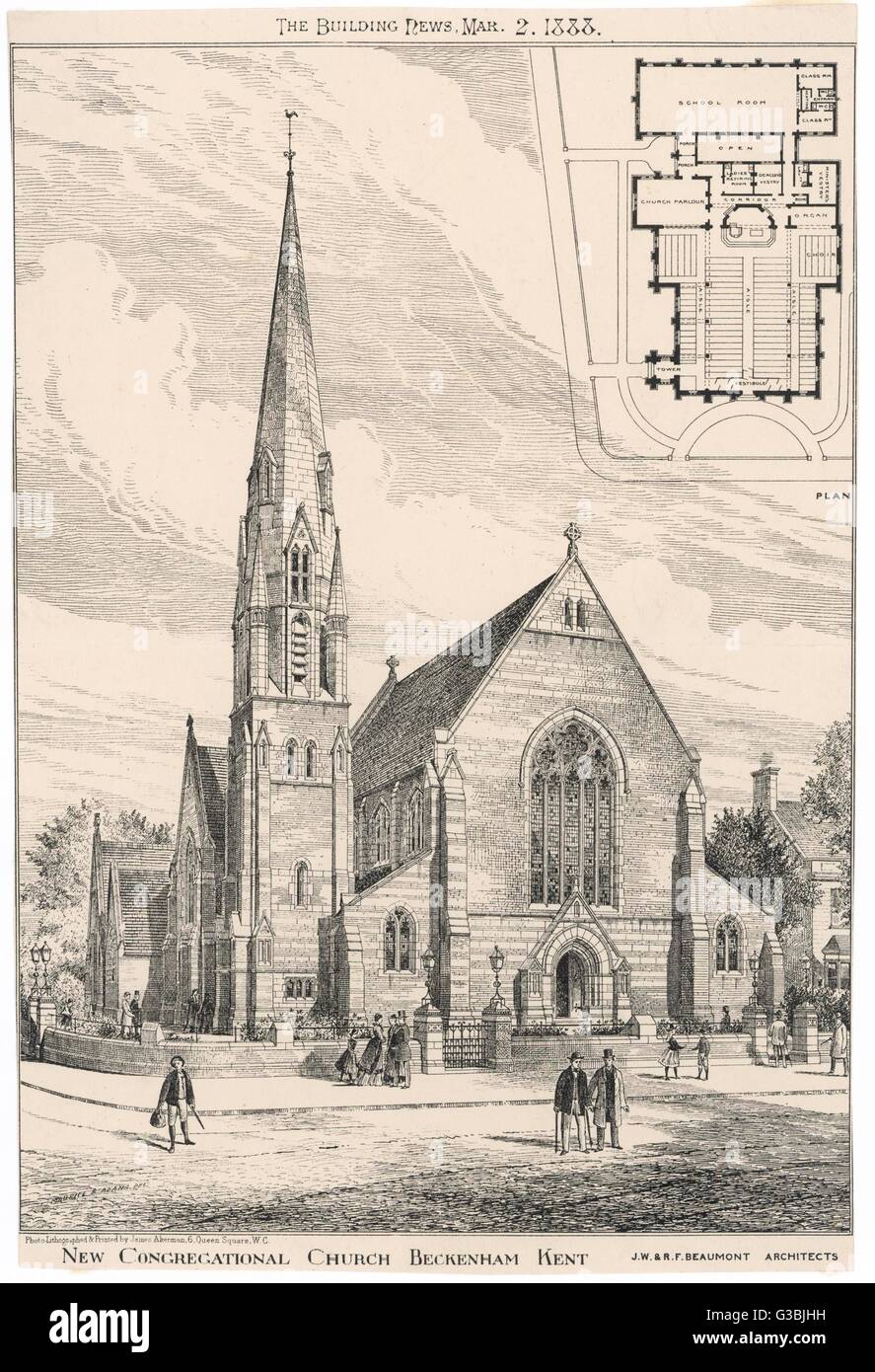 BECKENHAM CHURCH 1888 Stock Photo