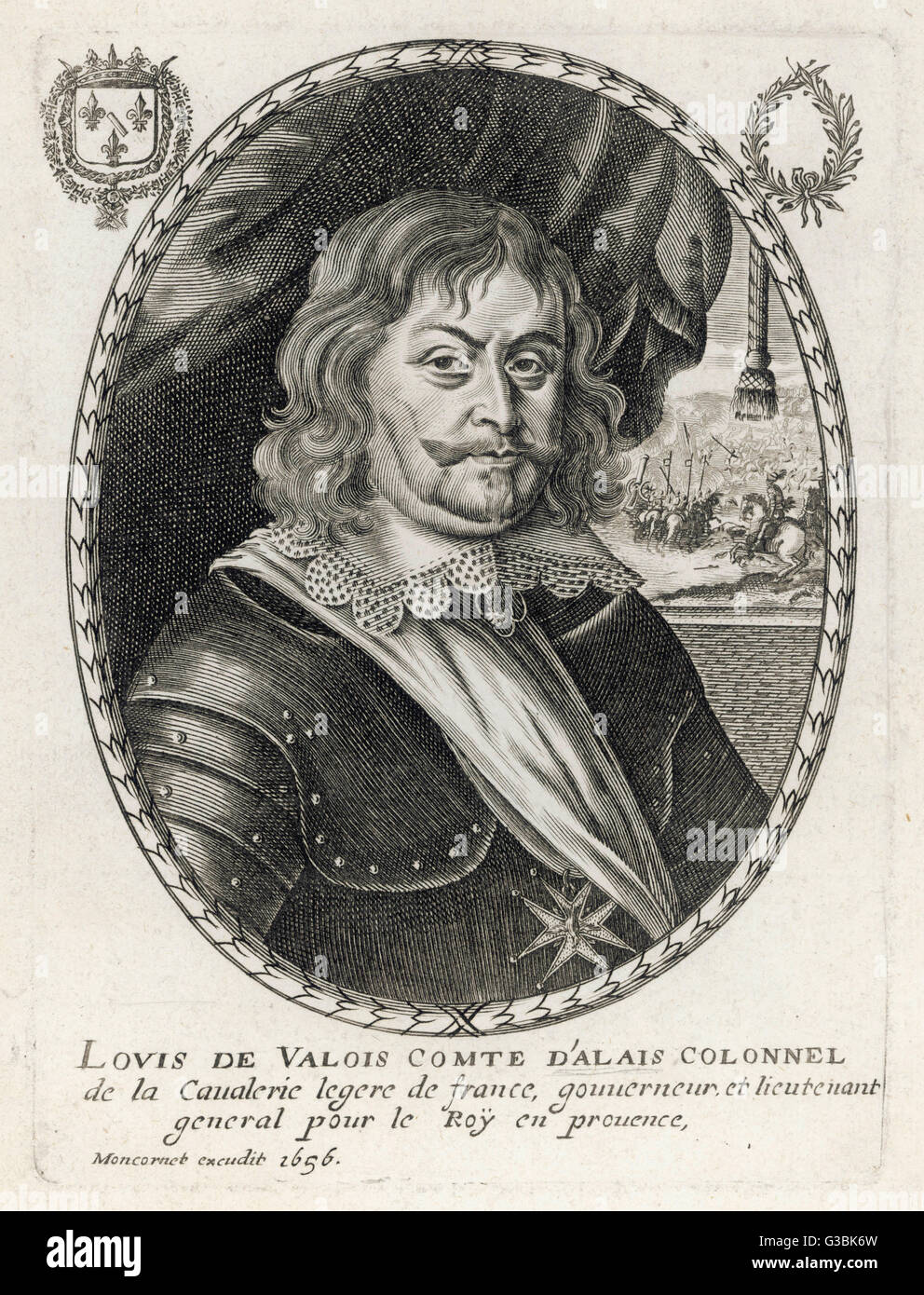 LOUIS EMANUEL de VALOIS, duc D'ALAIS French cavalry general in the king's service. Alais (now