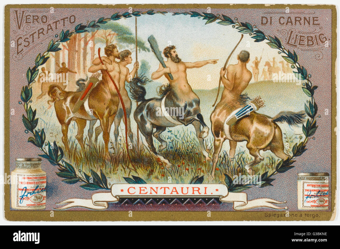 CENTAURS : these legendary  creatures of Greek mythology  combine the attributes of  horse and man.  Whether they  eat human food or subsist on  oats is not recorded.     Date: BCE Stock Photo
