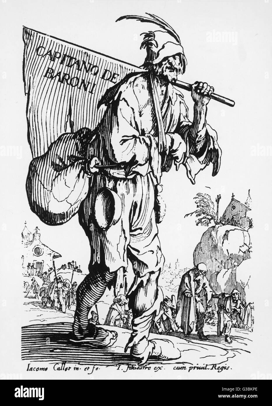 A beggar in Germany at the  time of the Thirty Years' War         Date: circa 1630 Stock Photo
