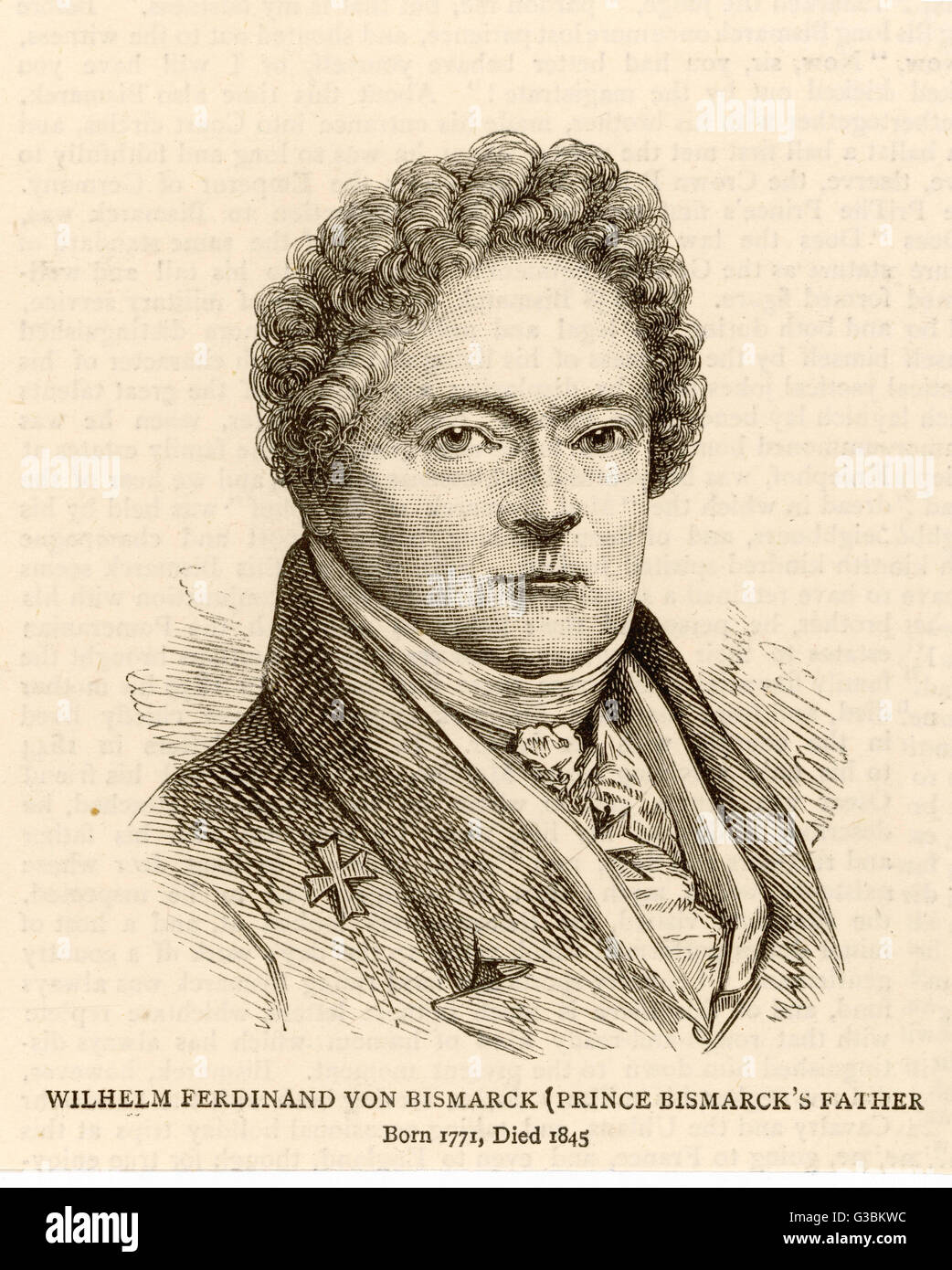 KARL WILHELM FERDINAND VON BISMARCK Otto Von Bismarck's father Date