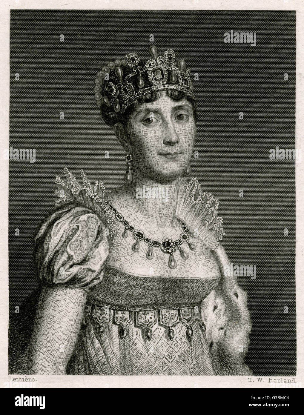 MARIE JOSEPHE ROSE TASCHER  de BEAUHARNAIS empress of Napoleon I with tiara and necklace.       Date: 1763 - 1814 Stock Photo