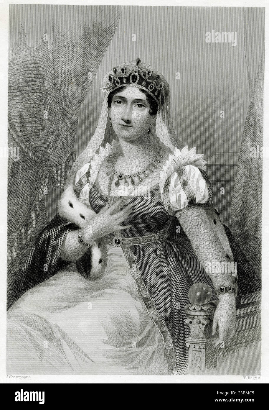 MARIE JOSEPHE ROSE TASCHER de BEAUHARNAIS empress of Napoleon I seated
