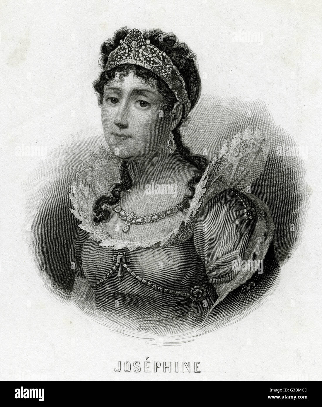 MARIE JOSEPHE ROSE TASCHER  de BEAUHARNAIS empress of Napoleon I wearing coronet and necklace.       Date: 1763 - 1814 Stock Photo