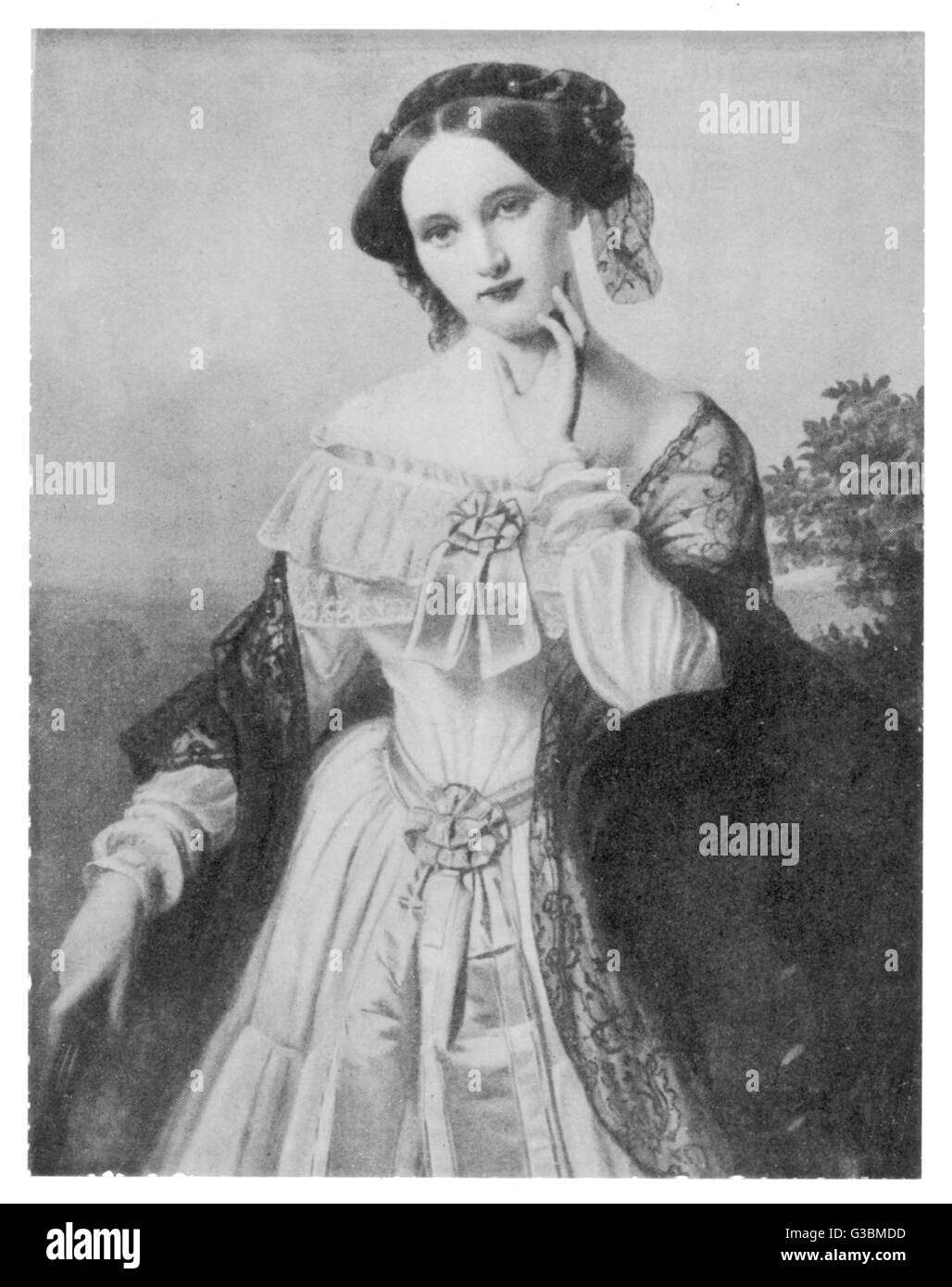MATHILDE WESENDONCK (or  Wesendonk) German poet who though married infatuated Richard Wagner who set her  poems to music - the  'Wesendonck Lieder'.      Date: 1828 - 1902 Stock Photo