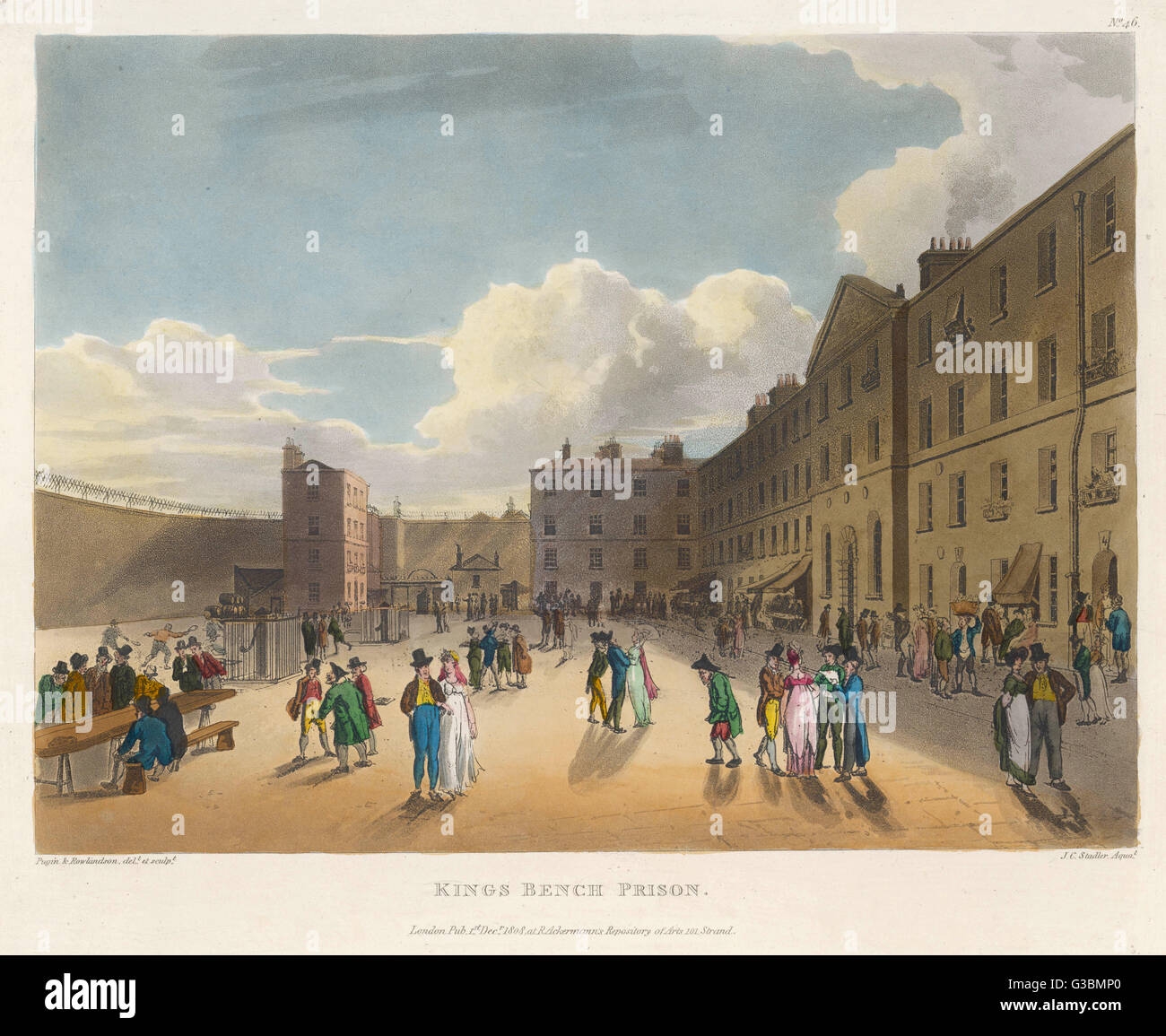 Located in St George's Fields,  south of the Thames : a  debtors' prison notorious for  the laxness of its rules - it  housed 30 gin shops, as well  as facilities for dining.     Date: 1808 Stock Photo