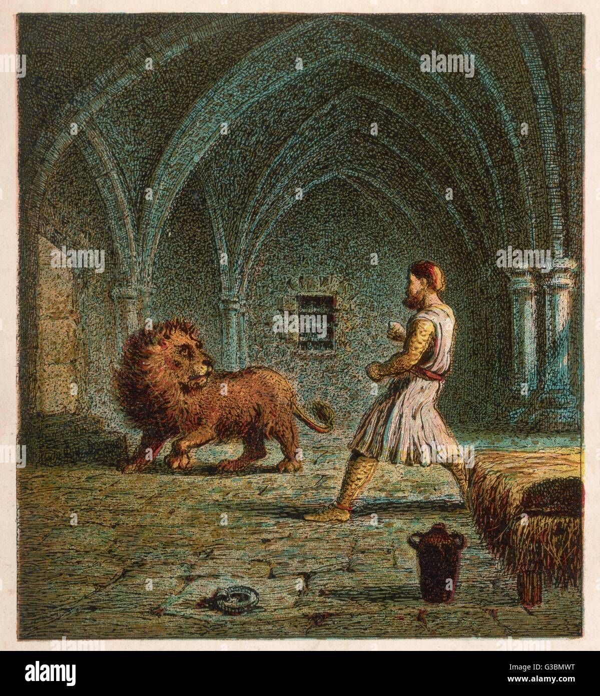 King Richard I fighting a lion Stock Photo