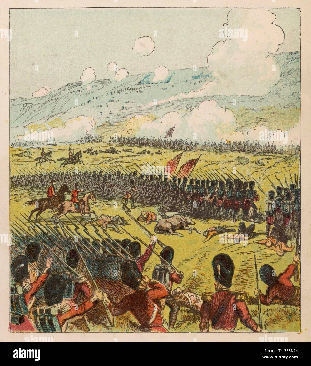 British troops in action at  the Battle of the Alma        Date: 1854 Stock Photo