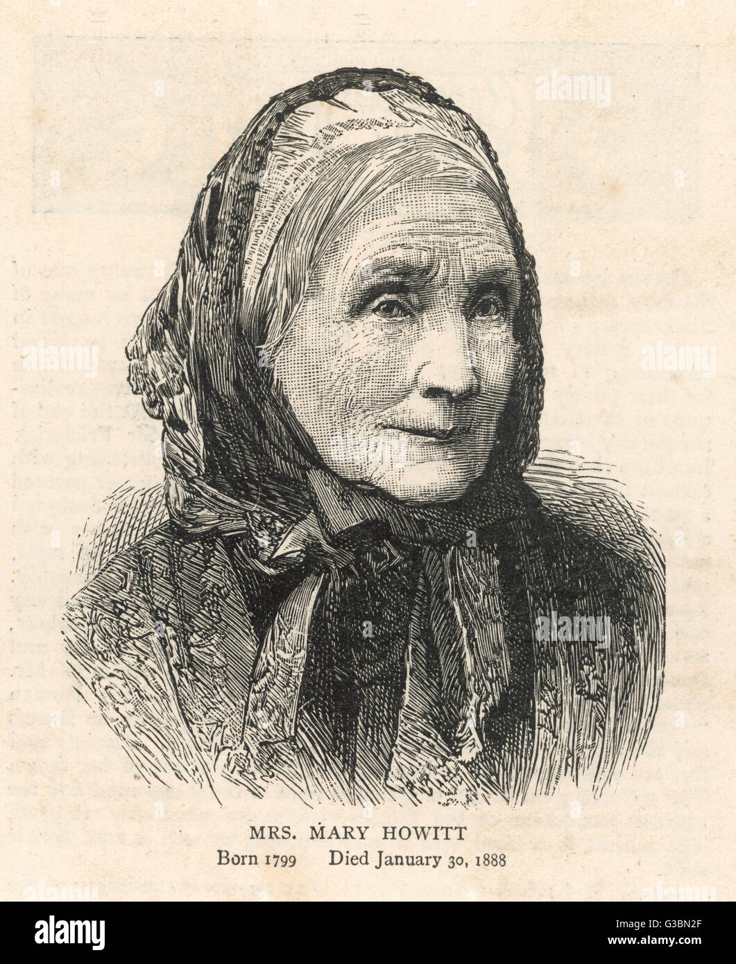 MARY HOWITT Writer, wife of William Howitt in old age        Date: 1799 - 1888 Stock Photo