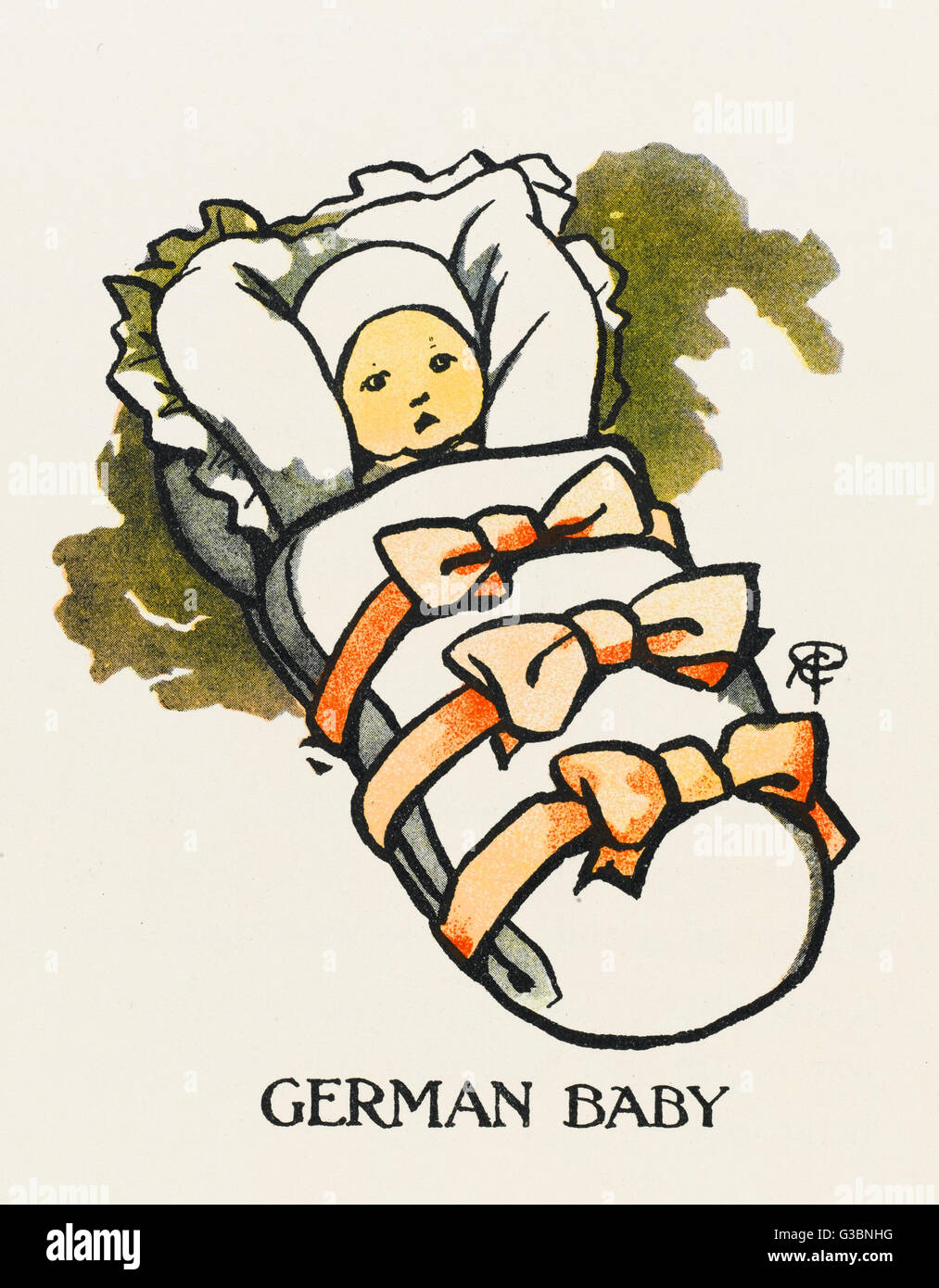 GERMAN BABY IN BASKET Stock Photo Alamy