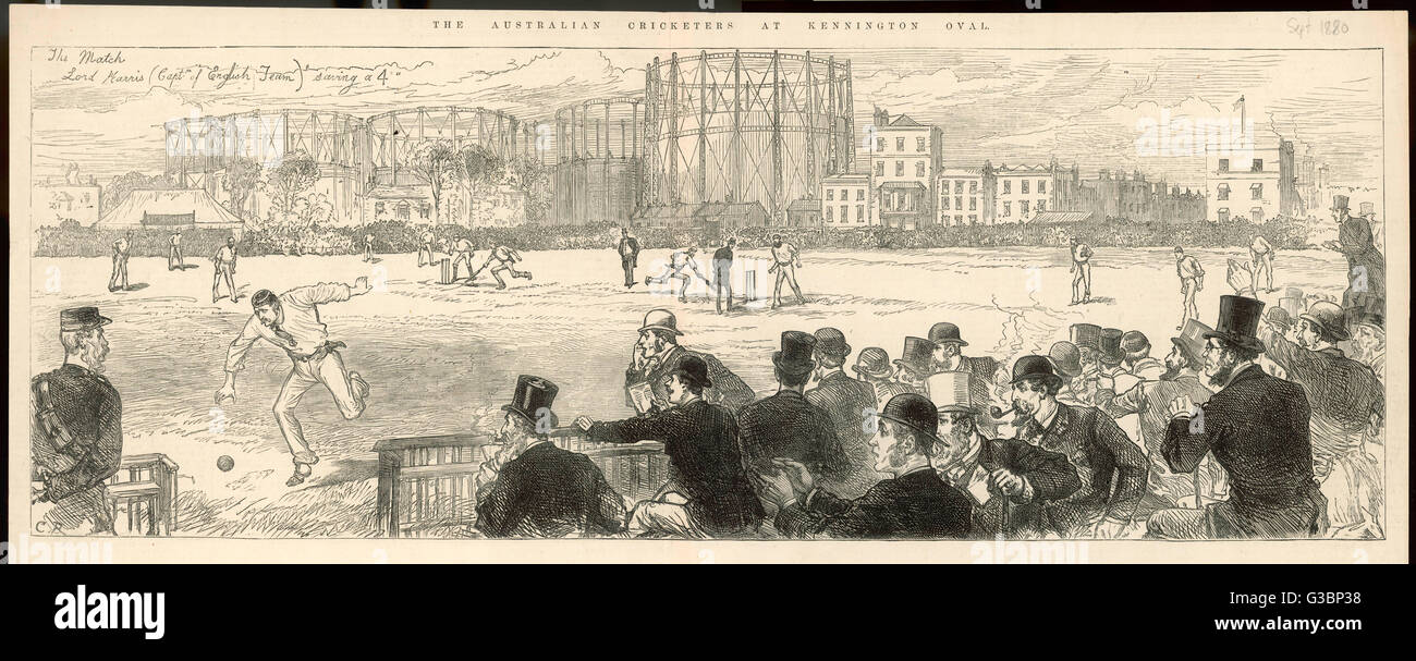 CRICKET AT THE OVAL 1880 Stock Photo