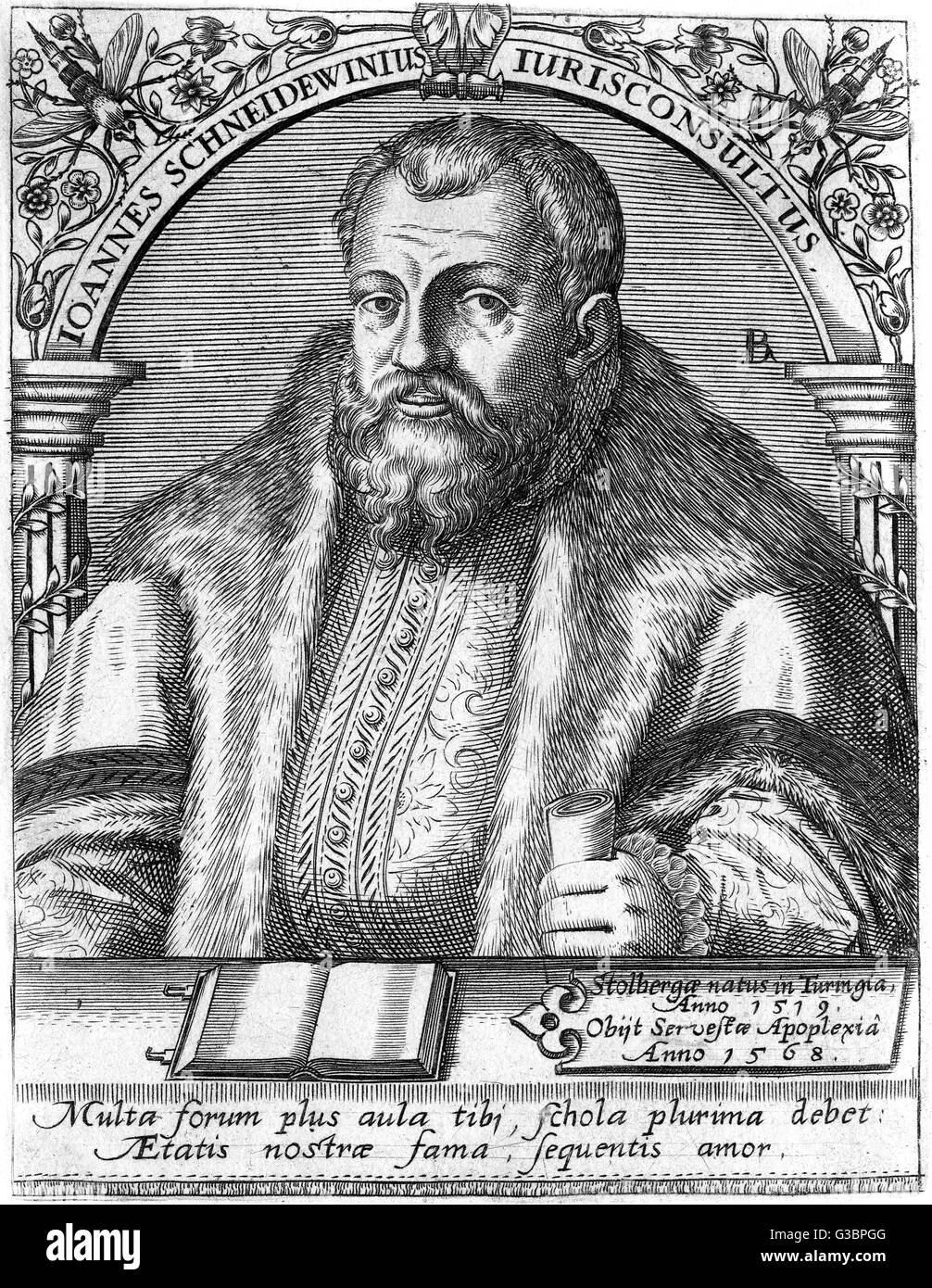 JOHANNES SCHNEIDEWEIN German jurist         Date: 1519 - 1568 Stock Photo
