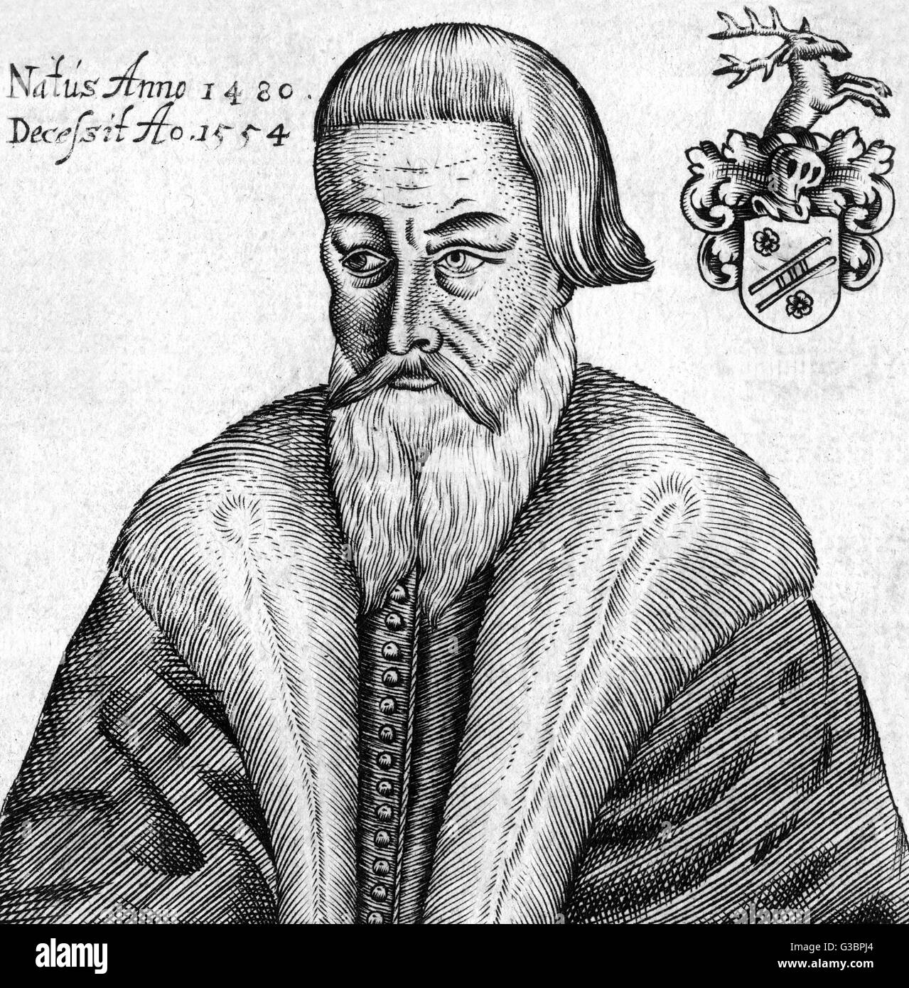 HIERONYMUS SCHURFF Swiss jurist and statesman         Date: 1481 - 1554 Stock Photo