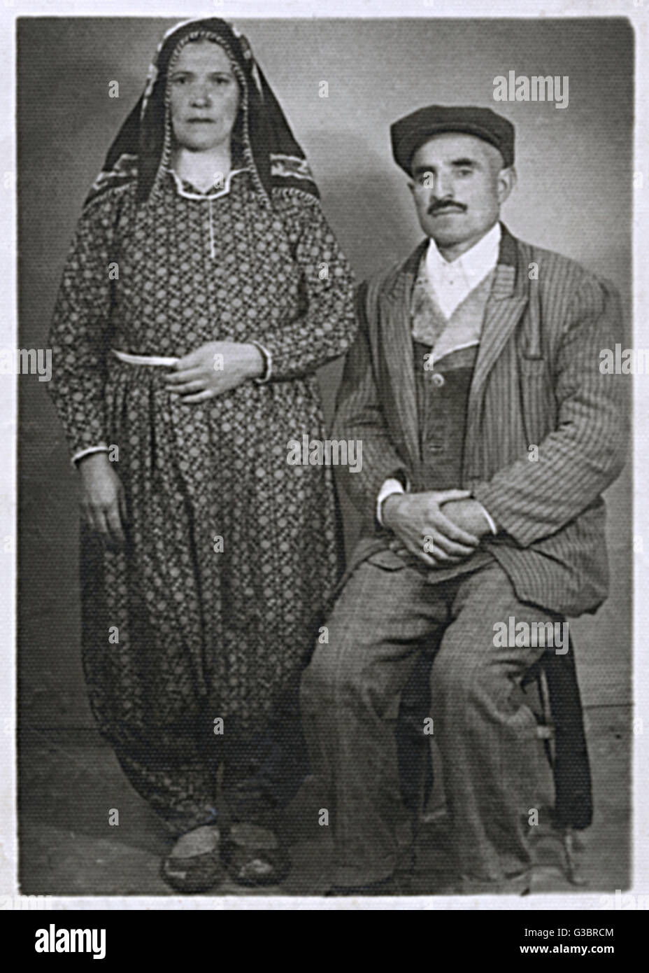 Turkish peasant couple - 1930s. Stock Photo