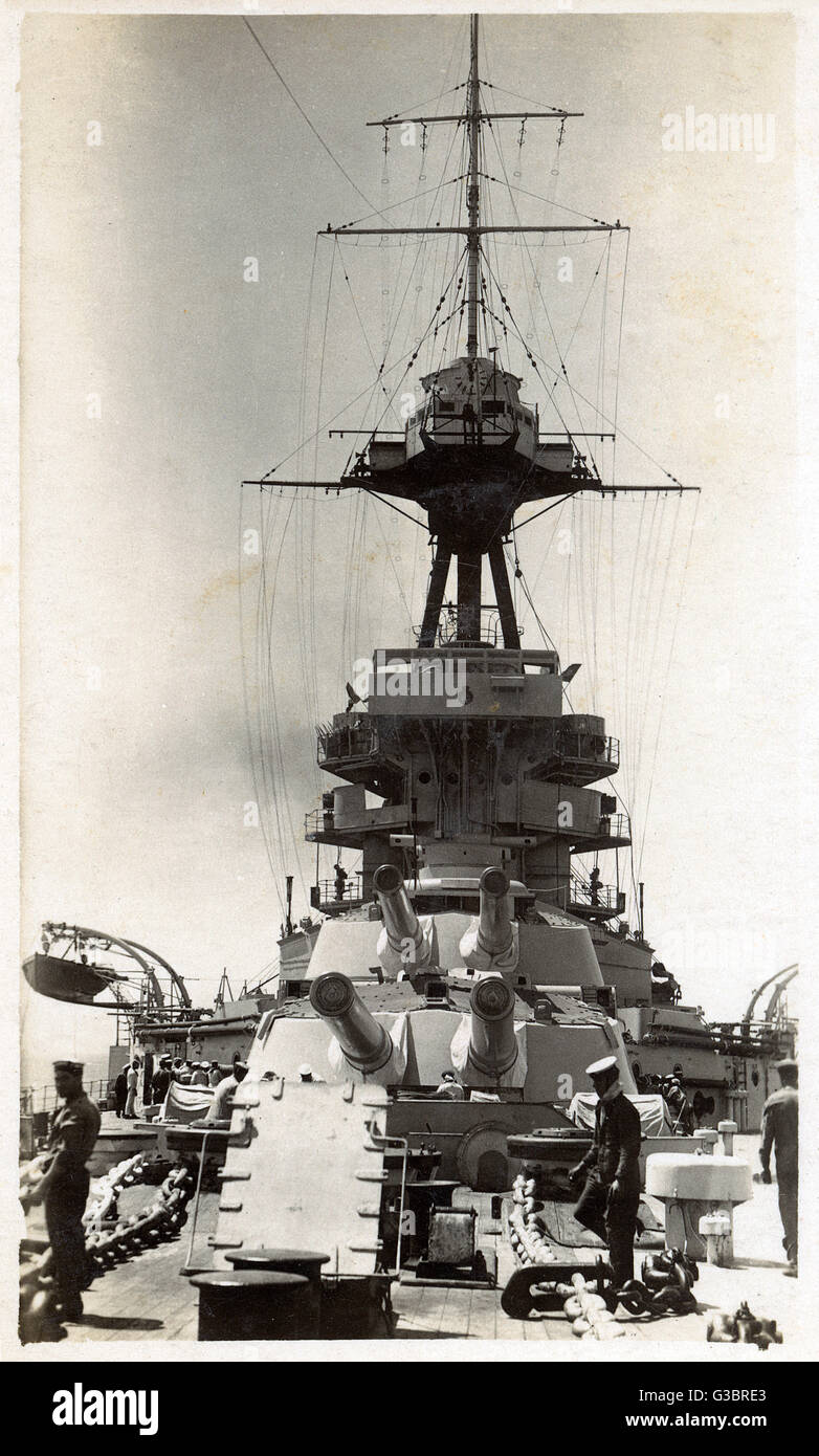 HMS Emperor of India scene on deck, with sailors. Date circa 1920s