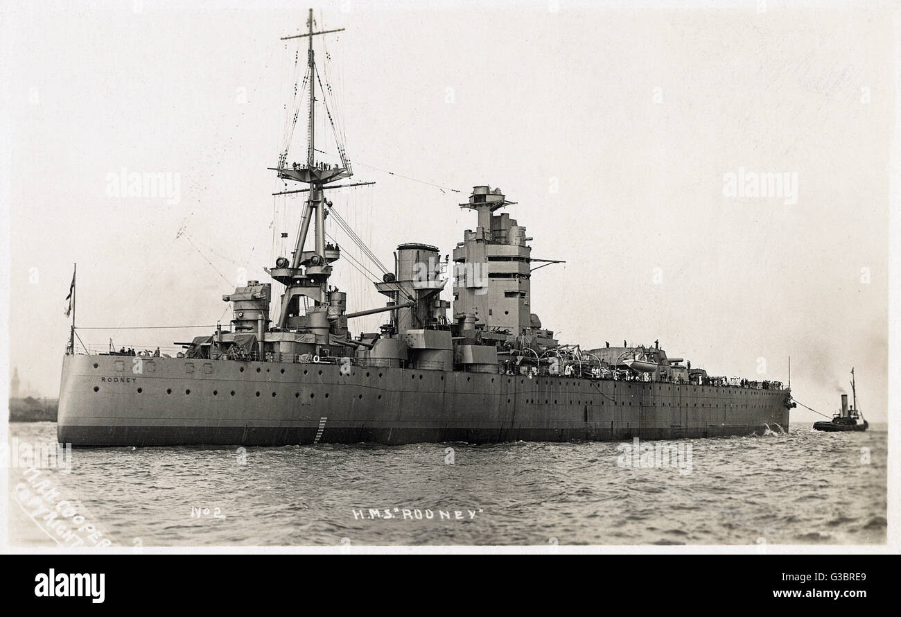 HMS Rodney, British battleship.      Date: circa 1930 Stock Photo