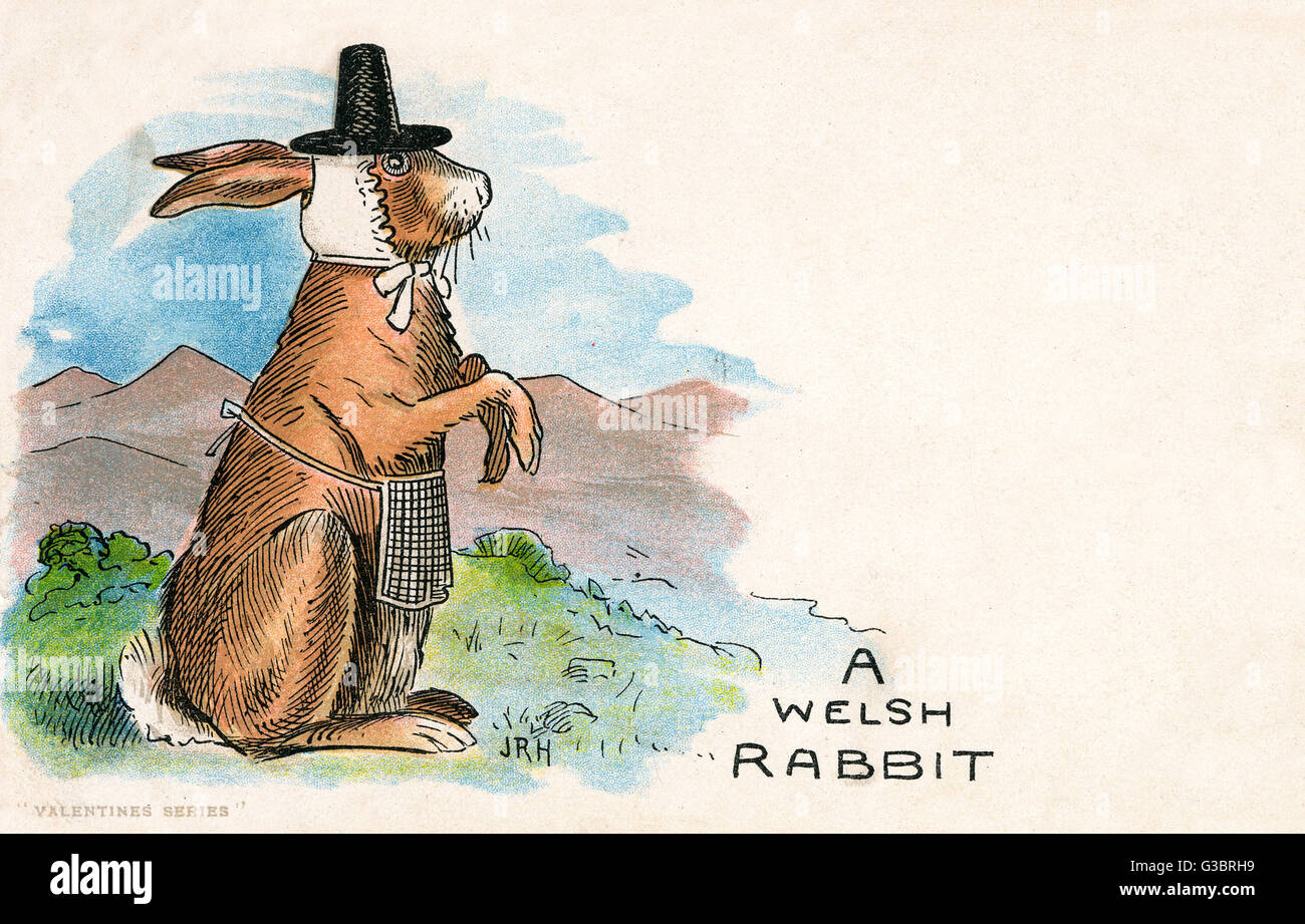A Welsh Rabbit (Rarebit?) complete with traditional Welsh costume. Date